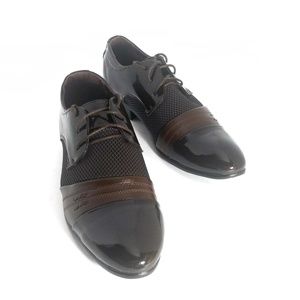 Shanghaiaohu Men's Casual Shoes Brown Patent Derby